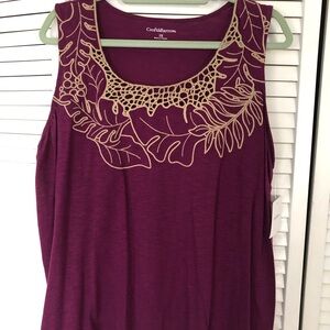 Croft & Barrow Plum Tank Top with Gold Accents. Brand new.